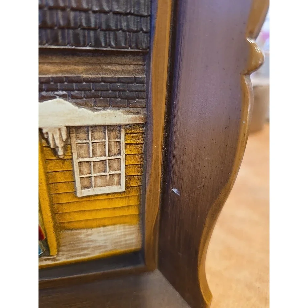 Vintage 1960s Syroco Wall Plaque Thanksgiving Visit 3D Farmhouse Cottagecore 14